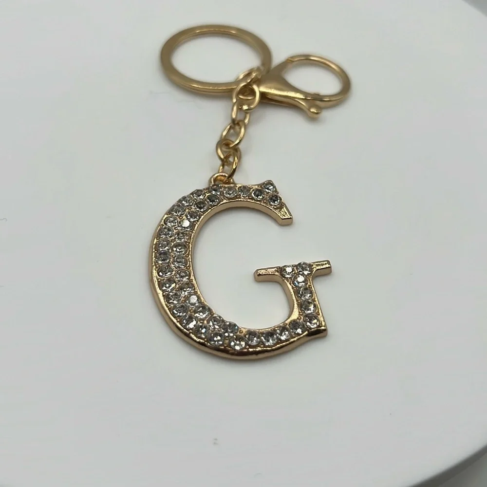 351. Gold Initial G Keychain with Crystals